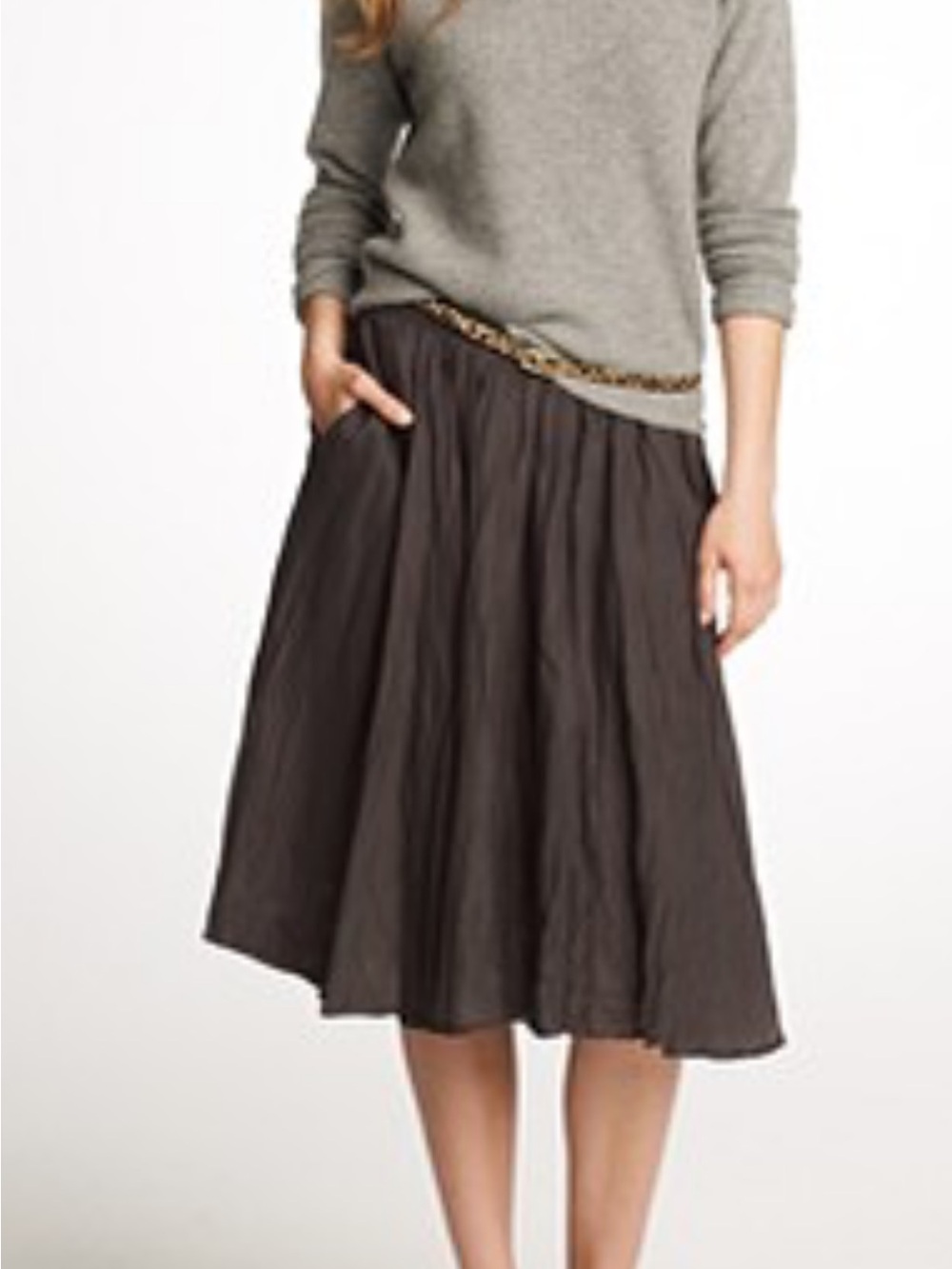 J. Crew Gray Flowing cotton Midi Skirt 6